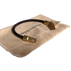 Louis Vuitton Retired Monogram Bracelet Luck It Gold Tone Metal Brown Jewelry